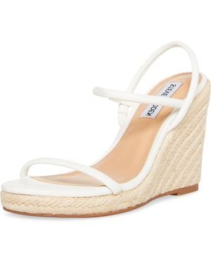 Steve Madden Udell Wedge Sandal ( Leather) Shoes - Natural