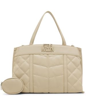 Steve Madden Belia Chevron Quilted Satchel - Natural