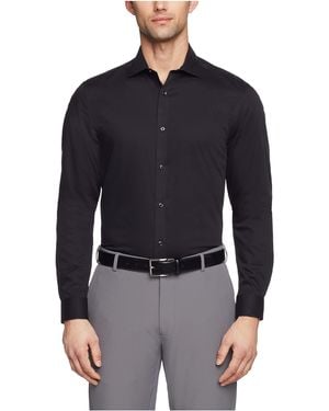Calvin Klein Non Iron Slim Fit Herringbone Spread Collar Dress Shirt - Black