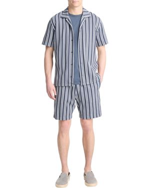 Vince Jacquard Stripe Short Sleeve Button Down - Blue