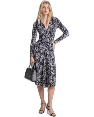 Michael Kors Zip Front Ruched Midi Dress - White