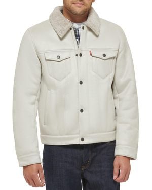 Levi's Leather Sherpa Trucker Jacket - Grey