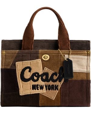 COACH Cargo Tote 26 In Corduroy Patchwork - Brown