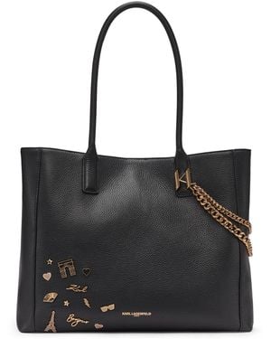 Karl Lagerfeld Paris Lyon Leather Tote Bag - Black