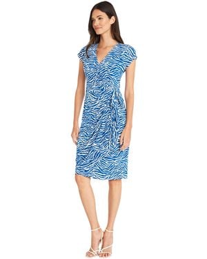 Maggy London Matte Jersey V-neck Wrap - Blue