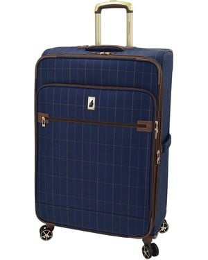 London Fog Liverpool Navy Windowpane 28" Expandable Spinner - Blue