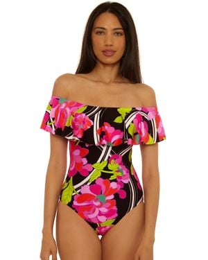 Trina Turk Standard Ruffle One Piece Swimsuit - Red