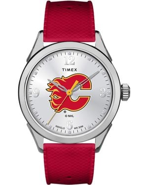 Timex Tribute Nhl Athena 40mm Watch – Calgary Flames With Red Silicone