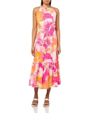 Anne Klein Halter Tiered Patio Dress - Pink