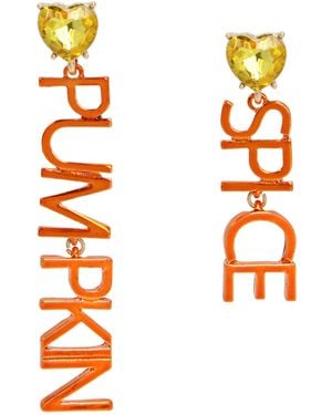 Betsey Johnson S Pumpkin Spice Mismatch Earrings - Orange