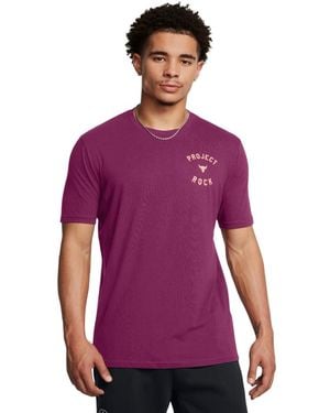 Under Armour Maglia A Maniche Corte Project Rock Da Uomo Porpora Gemini Flare Arancione - Viola
