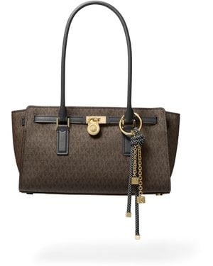 Michael Kors Hamilton Small Shoulder Tote With Charm - White