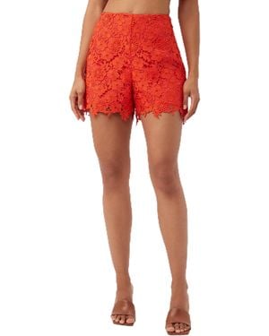 Trina Turk Floral Lace Shorts - Red