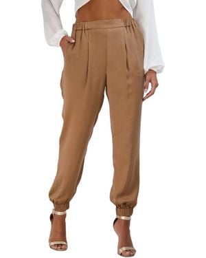 BCBGeneration Pleat Front Elastic Back Waist Pant - Brown