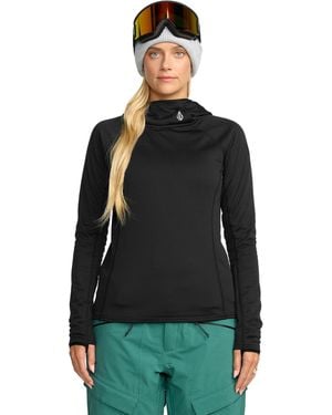 Volcom Standard Gridlock Performance Fitted Balaclava Pullover Hoodie –thumbholes - Black