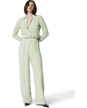 Equipment Clement Trouser In Nature White And Jadesheen - Green