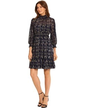 Maggy London Holiday Foil Glitter Shimmer Metallic Dress Occasion Party Guest Of - Black