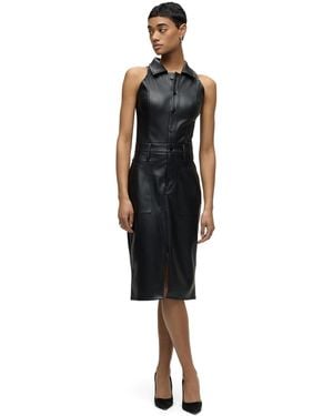Hudson Jeans Sleeveless Collared Halter Utility Dress With Pockets - Black