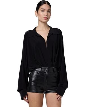 Norma Kamali Super Oversized Boyfriend Nk Shirt Bodysuit - Black