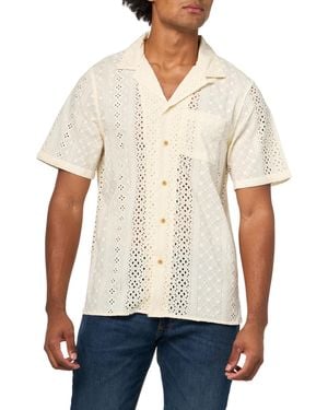 Lucky Brand Short Sleeve Eyelet Camp Collar Shirt - White