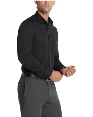 Calvin Klein Slim Fit Non-iron Herringbone Point Collar Dress Shirt - Black