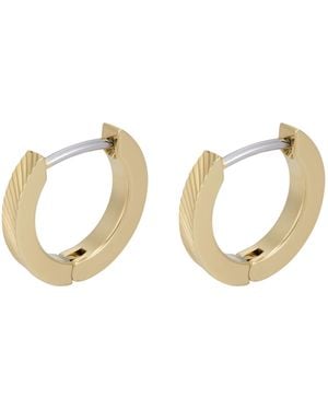 Fossil Harlow Linear Texture Gold-tone Stainless Steel Hoop Earrings - Metallic