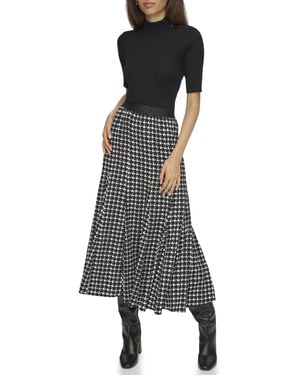 Karl Lagerfeld Paris Sneaker Houndstooth Skirt - Black