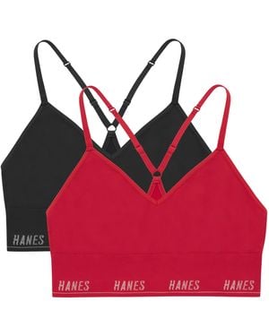 Hanes Moves Seamless Triangle Wireless Bra - Red