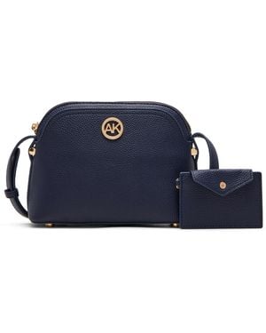 Anne Klein Dome Crossbody With Detachable Card Case - Blue