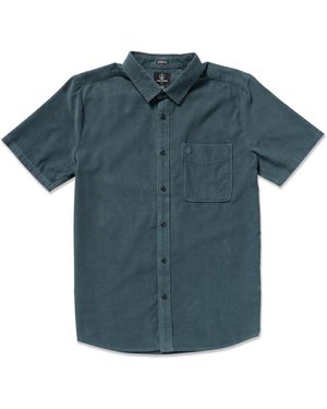 Volcom Regular Date Knight Short Sleeve Classic Fit Button Down Shirt - Blue