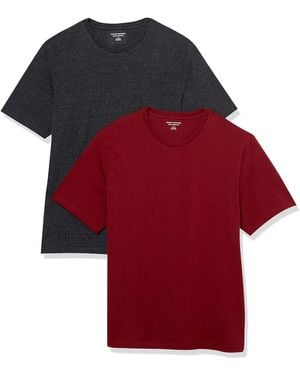 Amazon Essentials Shirt mit Rundhalsausschnitt aus Baumwolle – Regular - Rot