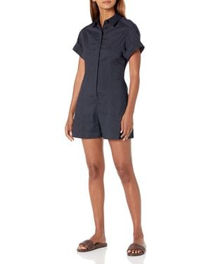 Theory Shirt Linen-blend Romper - Black