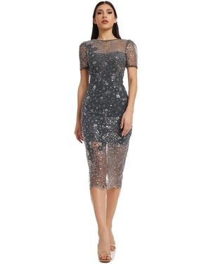 Dress the Population Lia 3d Tulle Flower Beaded Sequin - Black