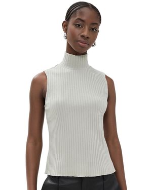 Vince S Rib Slvless Turtleneck - White