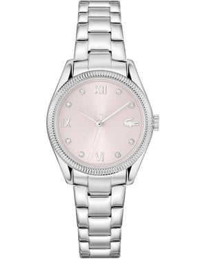 Lacoste Montre à Mouvement à Quartz Trois Aiguilles pour Collection Parisienne avec Bracelet en Acier Inoxydable - Blanc