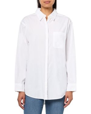 Lucky Brand Oversized Button Back Top Bright White