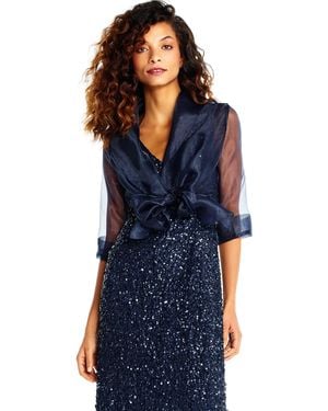 Adrianna Papell Wrap Blue Us Size Medium M Tie-front Organza