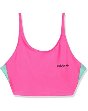 adidas Originals High Shine Halter Crop Top - Pink
