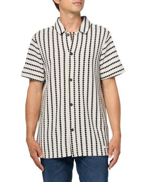 Karl Lagerfeld Paris Knit Short Sleeve Button Front Woven Dress - White