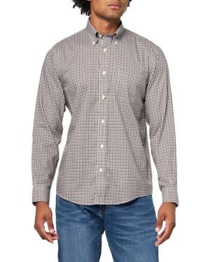 Brooks Brothers Non-iron Button Down Stretch Twill Long Sleeve Sport Shirt - Gray