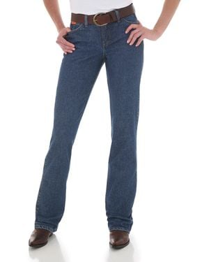 Wrangler Riggs Workwear Womens Fr Flame Resistant Western Mid Rise Boot Cut Jeans - Blue