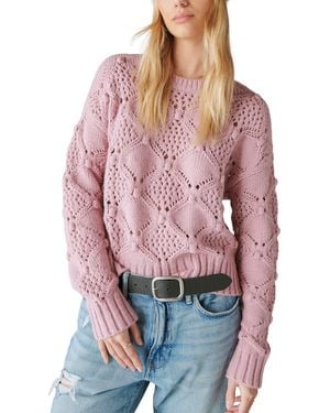 Lucky Brand Open Stitch Pullover Sweater (Lilas) Clothing - Pink