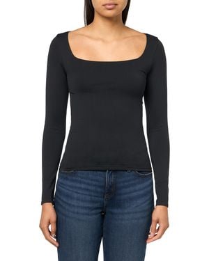 Aéropostale Seriously Soft Sculpt Square Neck Long Sleeve Top - Black