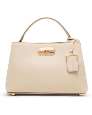 Anne Klein Small Oval Turnlock Top Handle With Convertible Strap - Natural