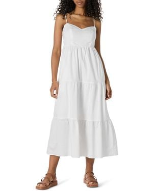 Amazon Essentials Fit And Flare Empire Waisted Cotton Sateen Tiered Maxi Dress - White