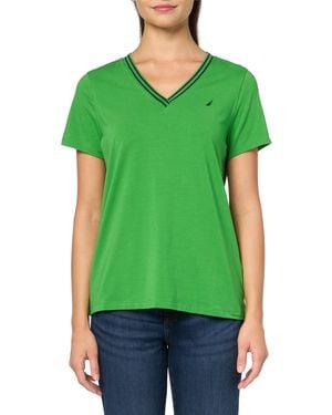 Nautica Solid V-neck Short Sleeve T-shirt - Green