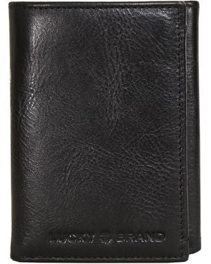 Lucky Brand Smooth Leather Trifold Wallet-with Rfid Blocking Lining - Black