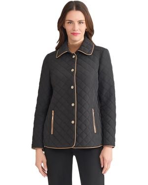 Jones New York Quilted Snap-front Jacket - Black