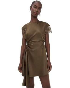 AMUR Zina Ruched Mini Dress - Brown