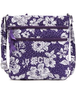 Vera Bradley Cotton Collegiate Triple Zip Hipster Crossbody Purse - Purple